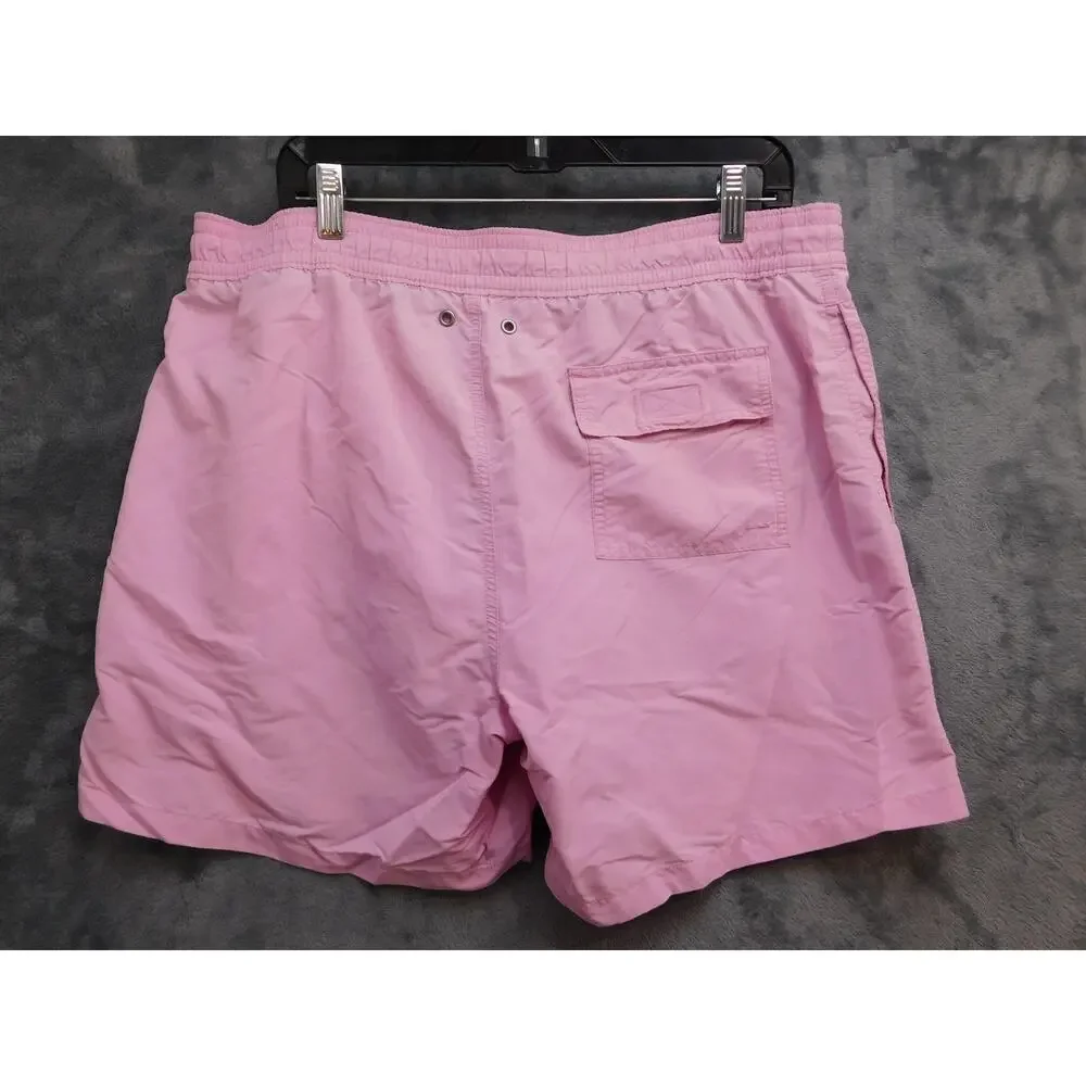 Polo By Ralph Lauren Swim Shorts Mens L Pink Lined Elastic Waist Drawstring